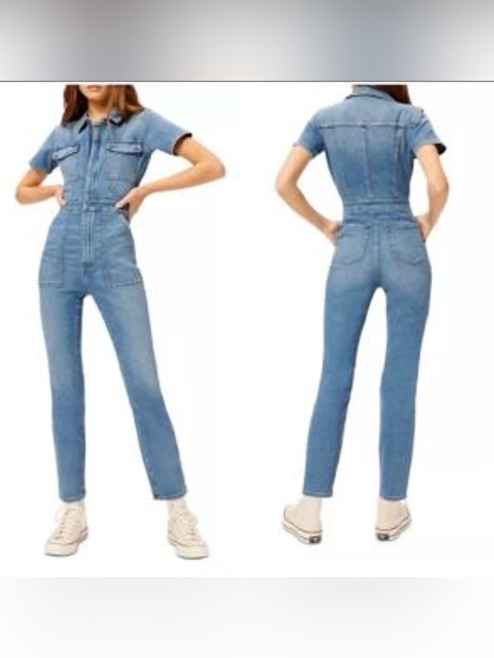 Good American Denim Utility Jumpsuit Jeans - Blue